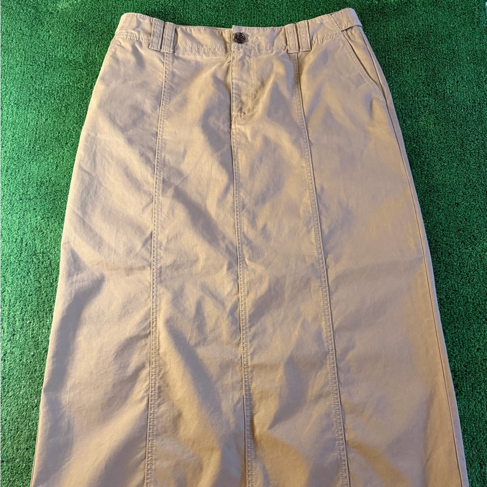 Eddie Bauer Khaki Maxi Skirt Size 12 Beige Y2K 90s Preppy Classic Outdoors